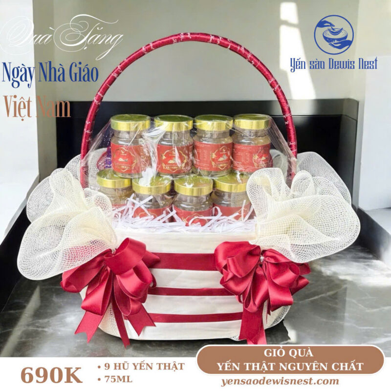 Giỏ Quà Yến Sào Thượng Yến Cung Đình – 9 Hũ Yến Chưng Nguyên Chất Dewis Nest